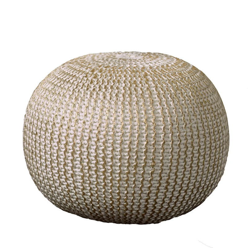 20" Gold Cotton Round Pouf Ottoman Homeroots Living Room
