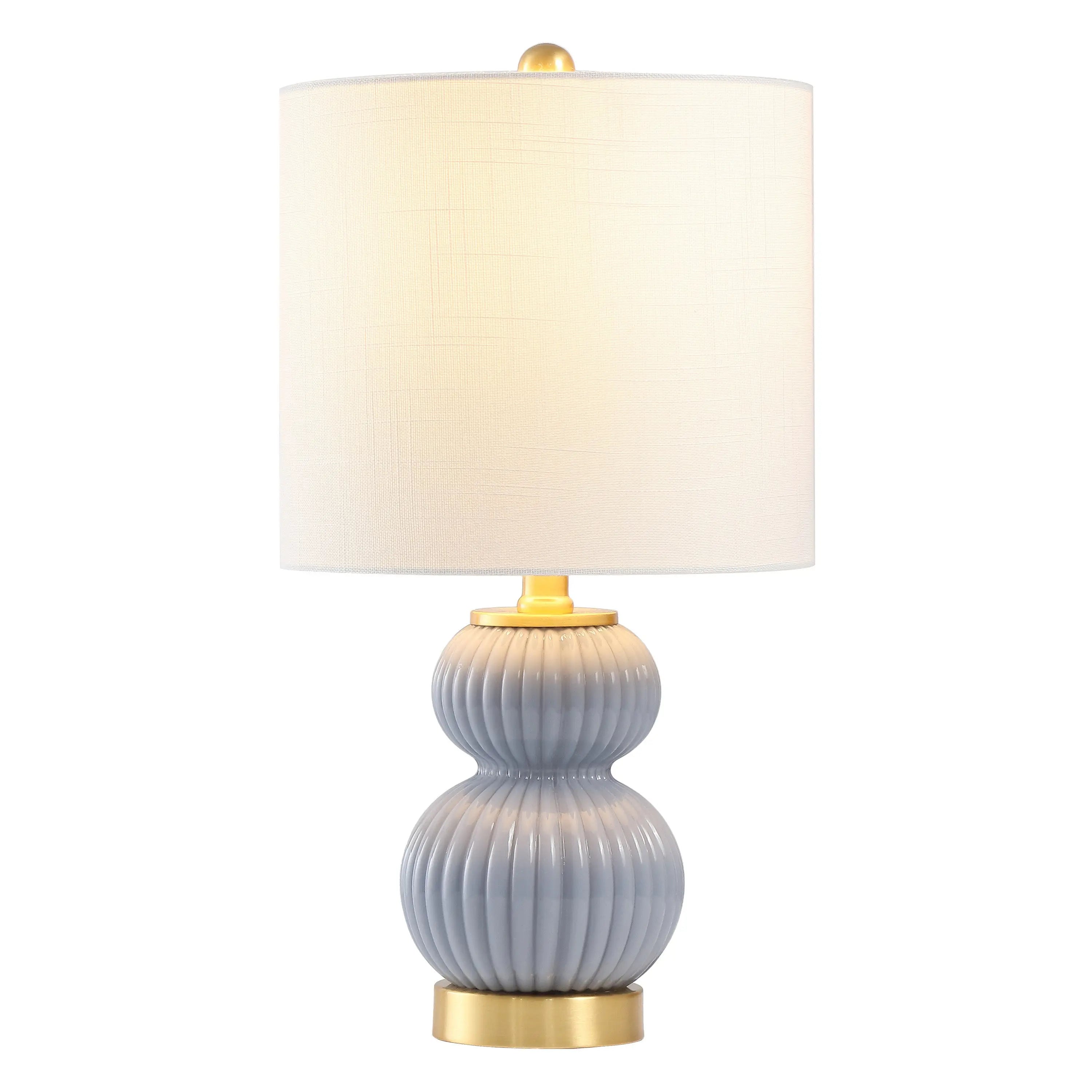 20" Gold Gourd Table Lamp With Drum Shade Homeroots Lighting