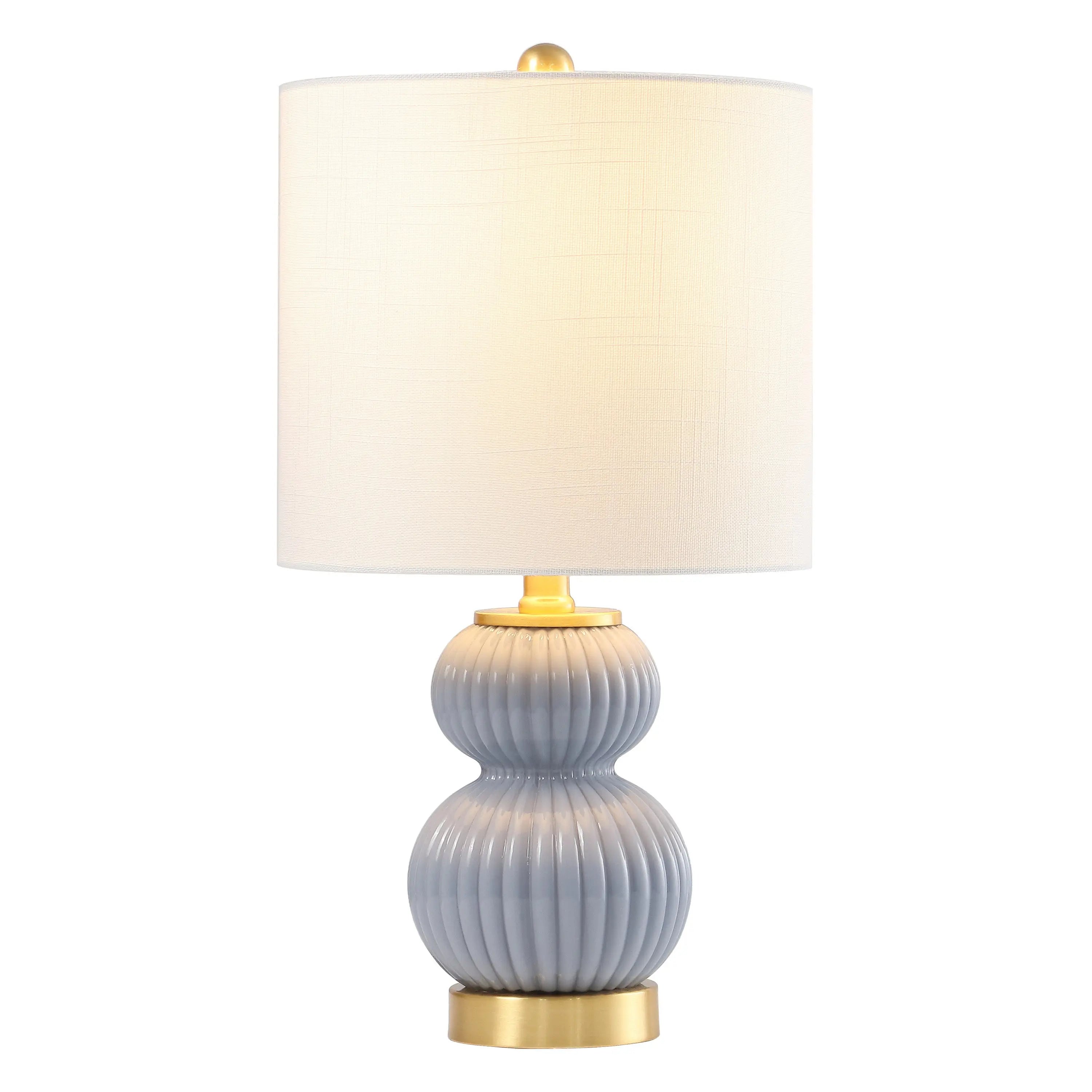 20" Gold Gourd Table Lamp With Drum Shade Homeroots Lighting