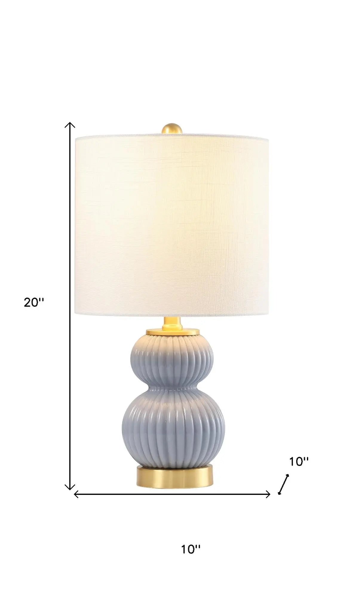 20" Gold Gourd Table Lamp With Drum Shade Homeroots Lighting