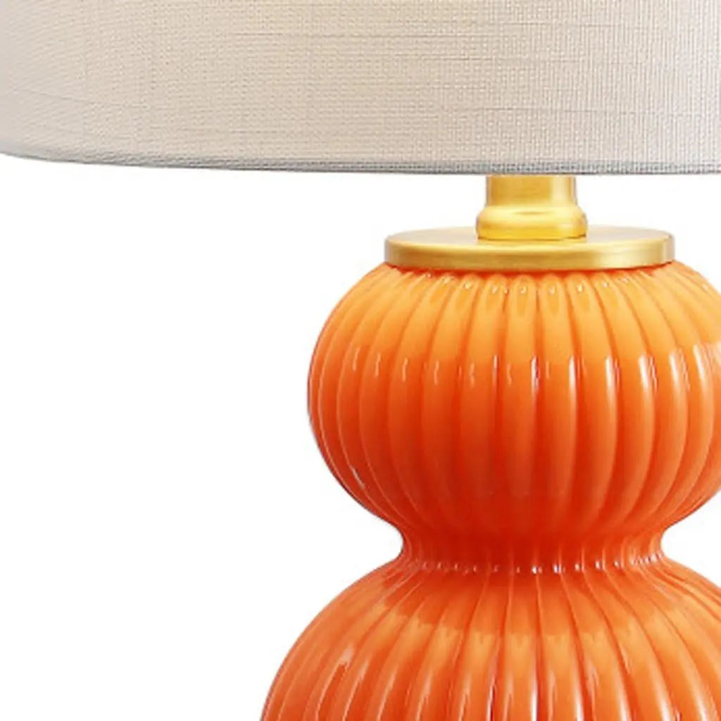 20" Gold Gourd Table Lamp With Drum Shade Homeroots Lighting