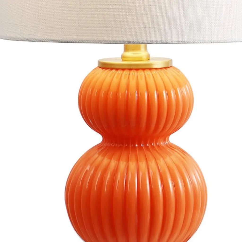 20" Gold Gourd Table Lamp With Drum Shade Homeroots Lighting