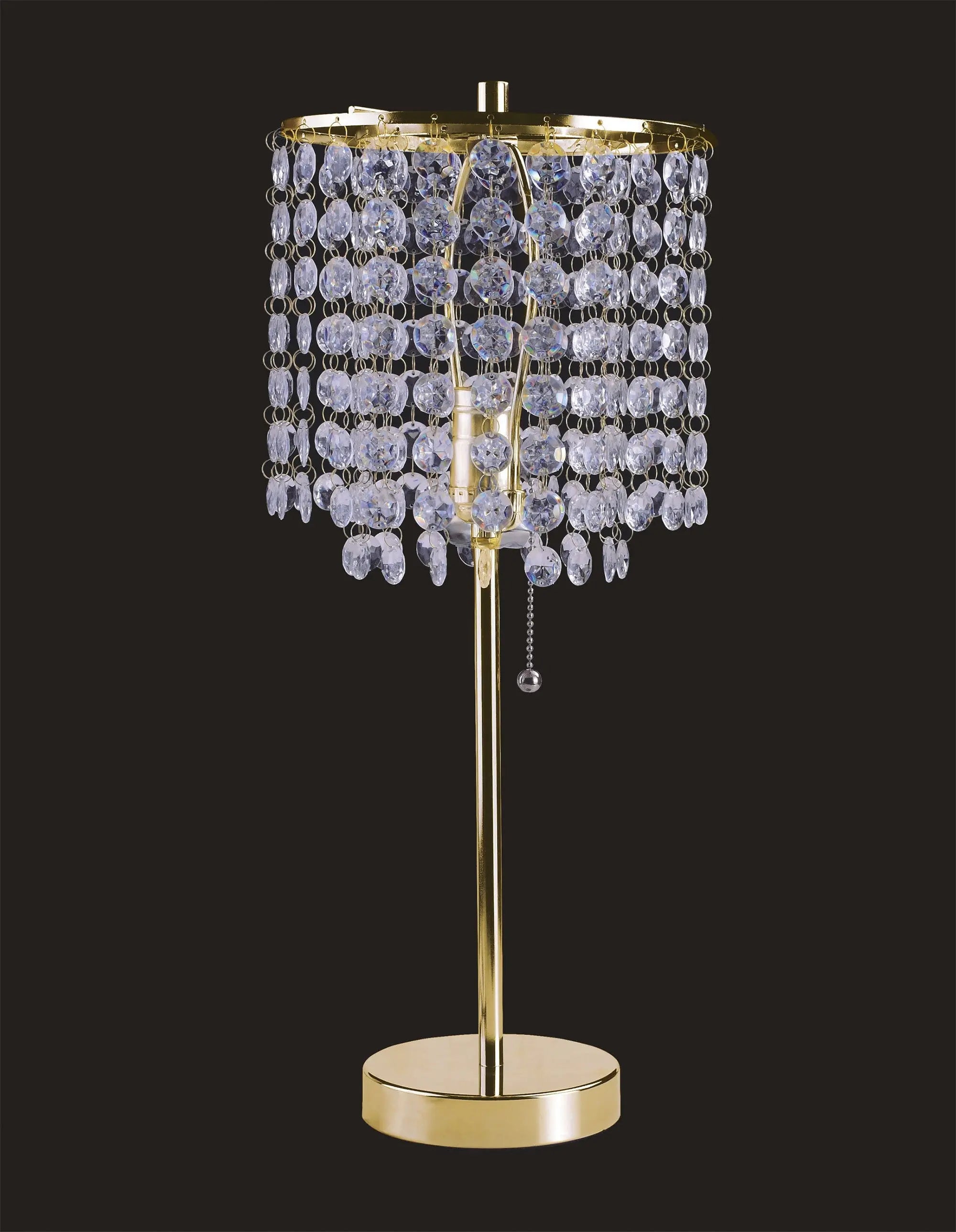 20" Gold Metal Bedside Table Lamp With Clear Drum Shade Homeroots Lighting