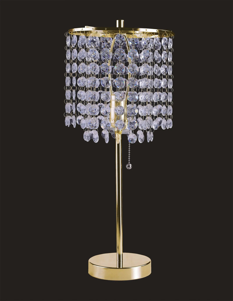20" Gold Metal Bedside Table Lamp With Clear Drum Shade Homeroots Lighting