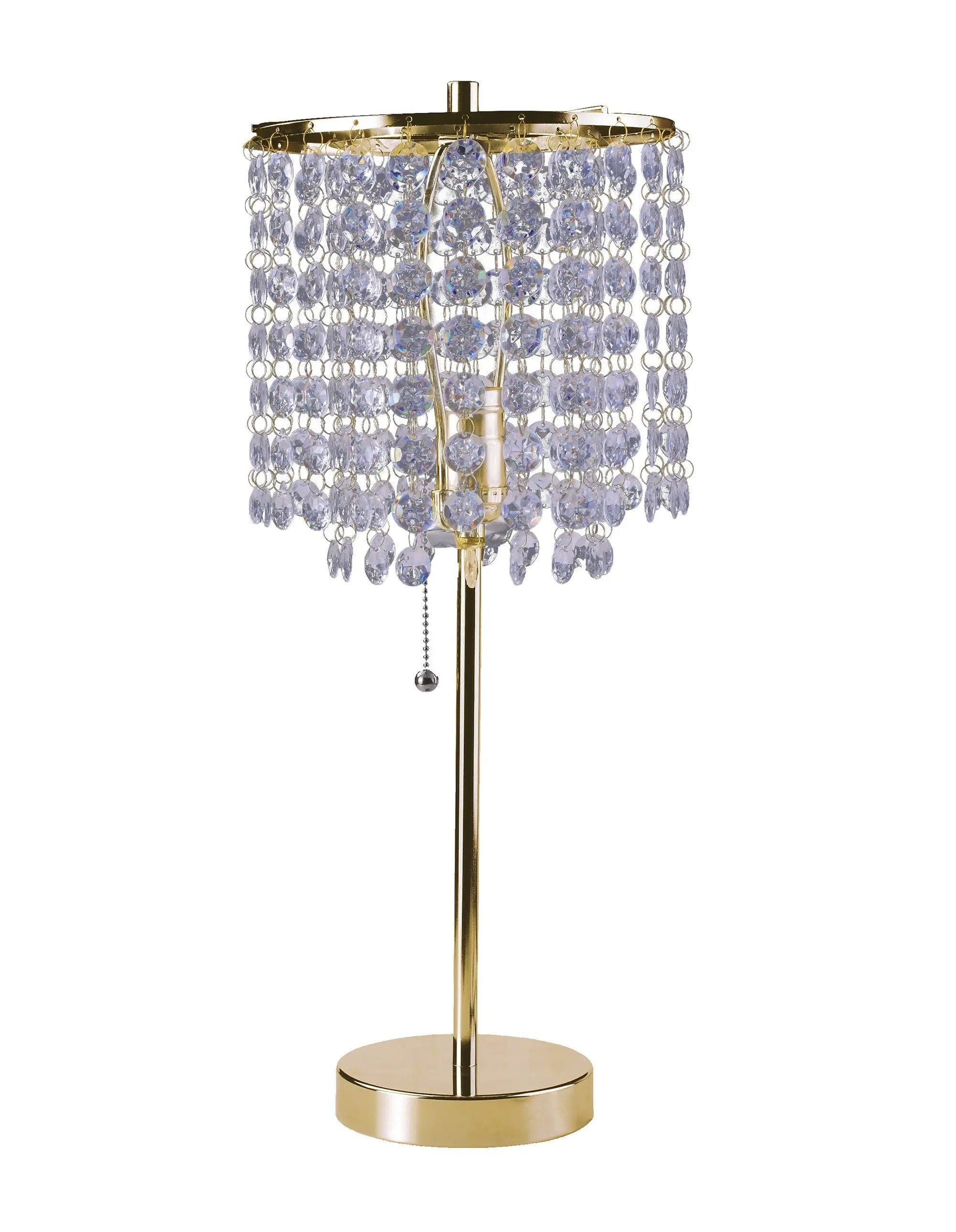 20" Gold Metal Bedside Table Lamp With Clear Drum Shade Homeroots Lighting