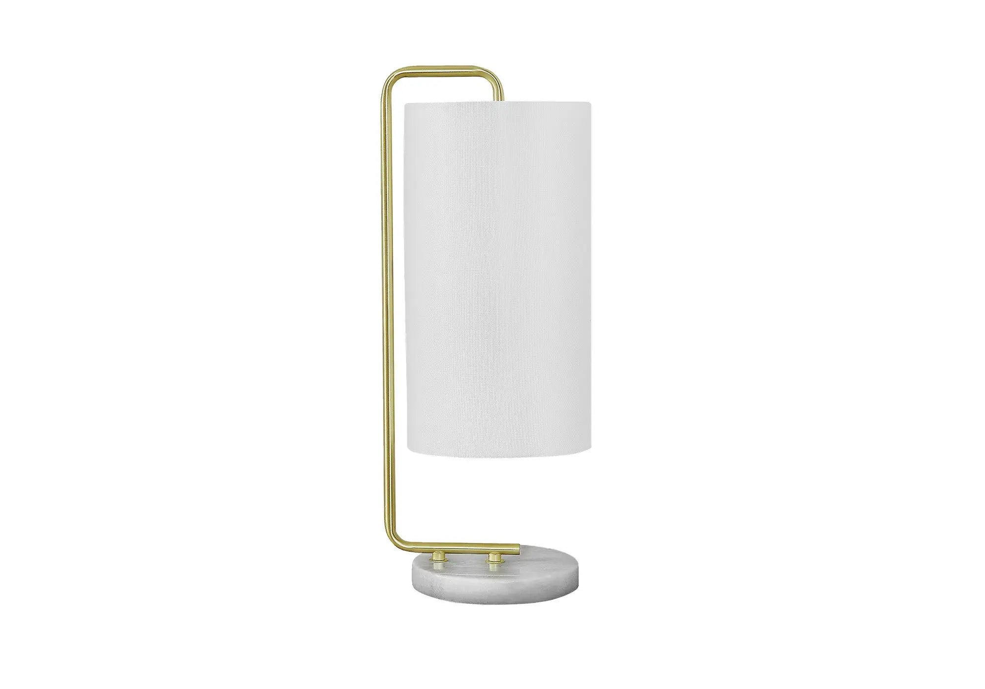 20" Gold and White Marble Round Arched Table Lamp With Ivory Drum Shade Homeroots Lighting
