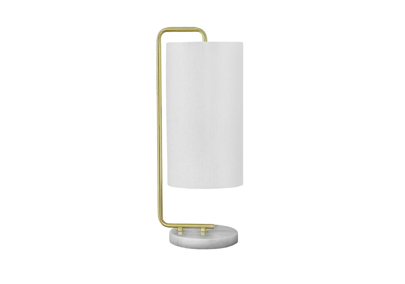 20" Gold and White Marble Round Arched Table Lamp With Ivory Drum Shade Homeroots Lighting