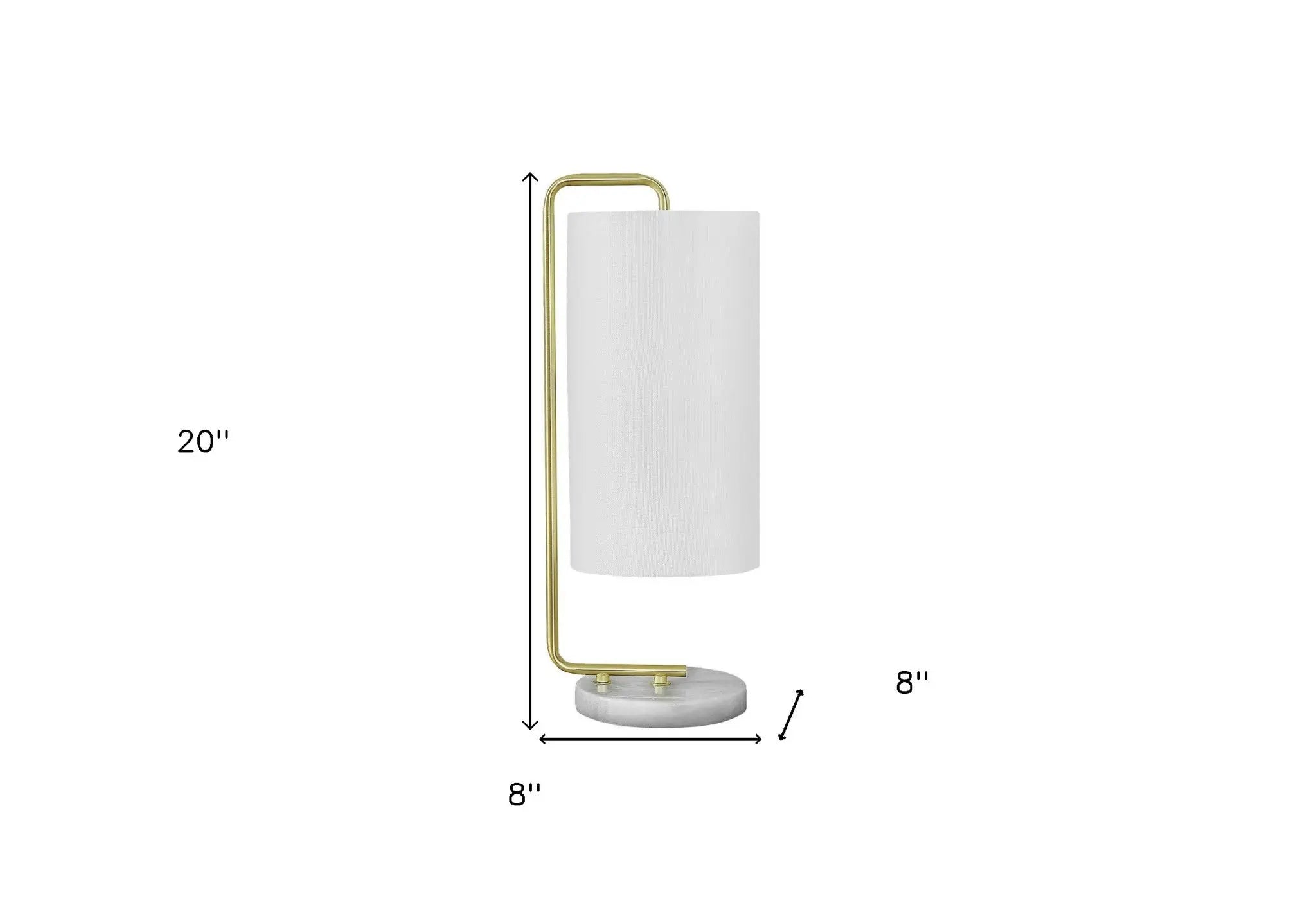 20" Gold and White Marble Round Arched Table Lamp With Ivory Drum Shade Homeroots Lighting