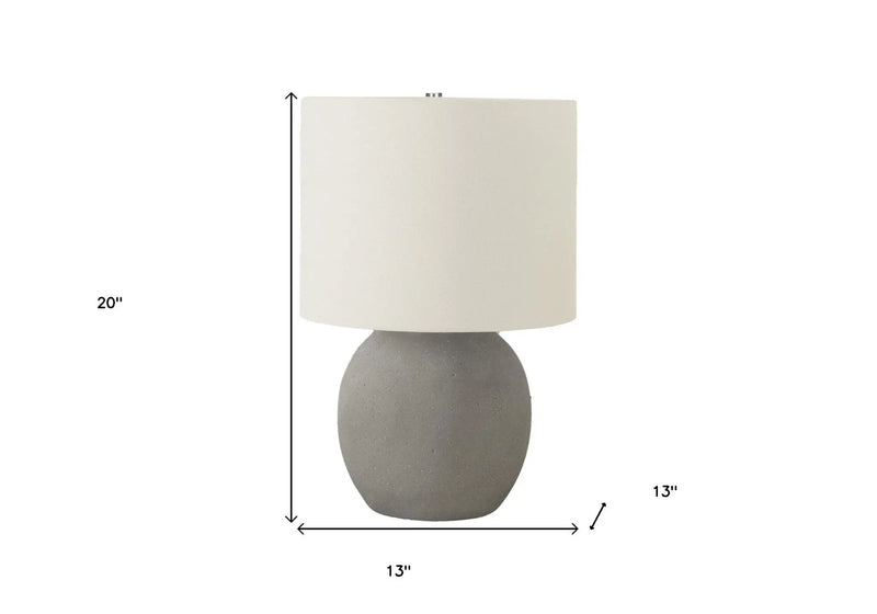 20" Gray Concrete Round Table Lamp With Ivory Drum Shade Homeroots Lighting