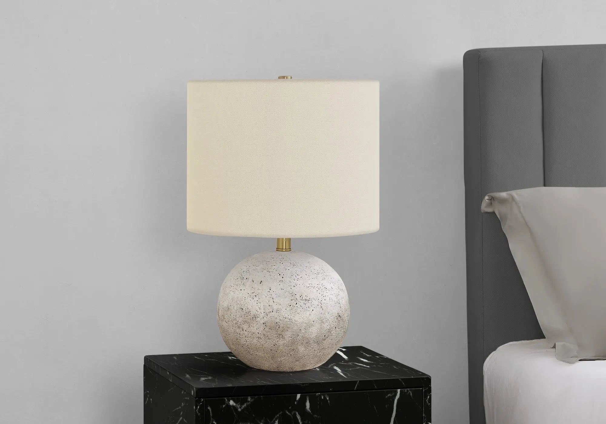 20" Gray Concrete Round Table Lamp With Ivory Drum Shade Homeroots Lighting
