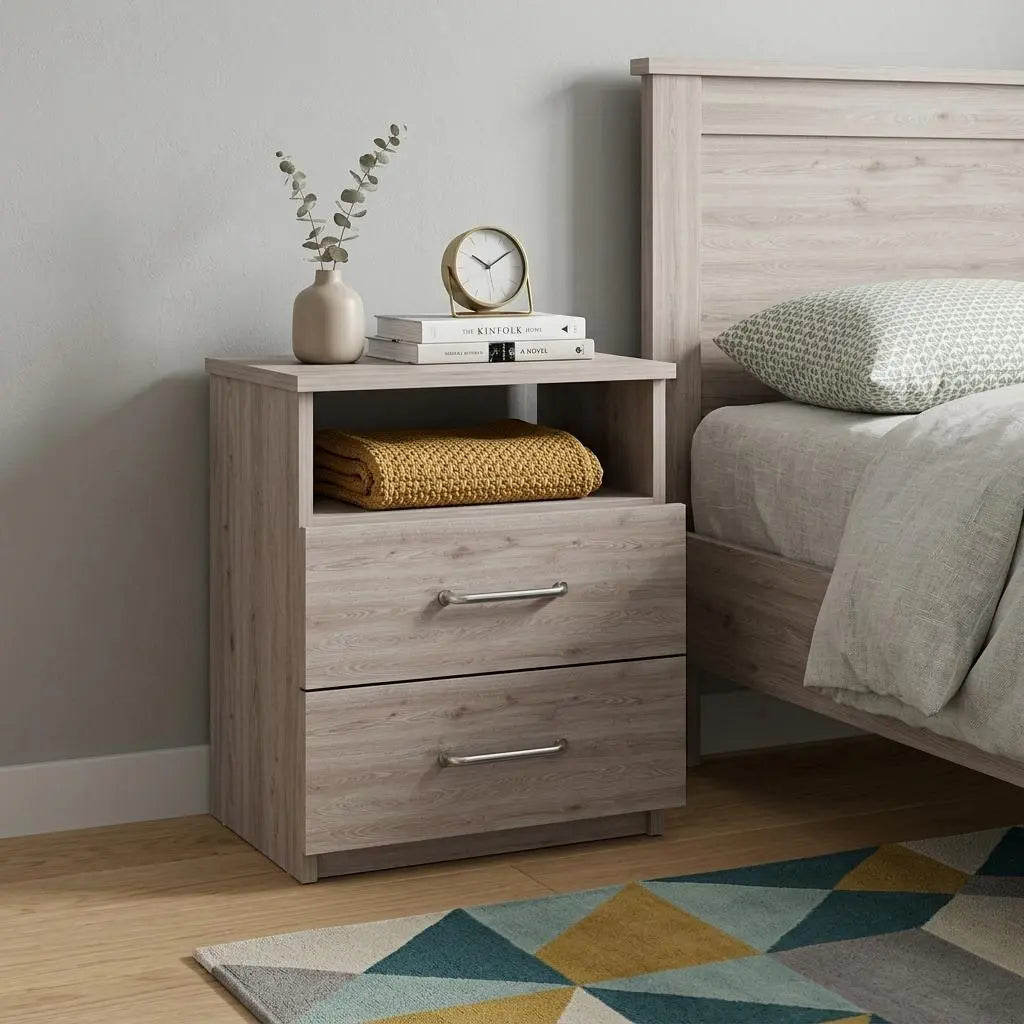 20" Gray Two Drawer Faux Wood Nightstand Homeroots Bed & Bath
