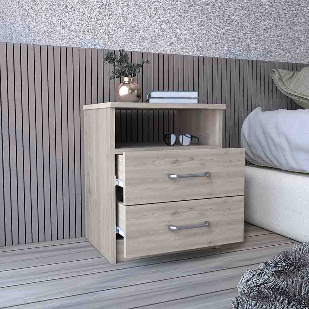 20" Gray Two Drawer Faux Wood Nightstand Homeroots Bed & Bath