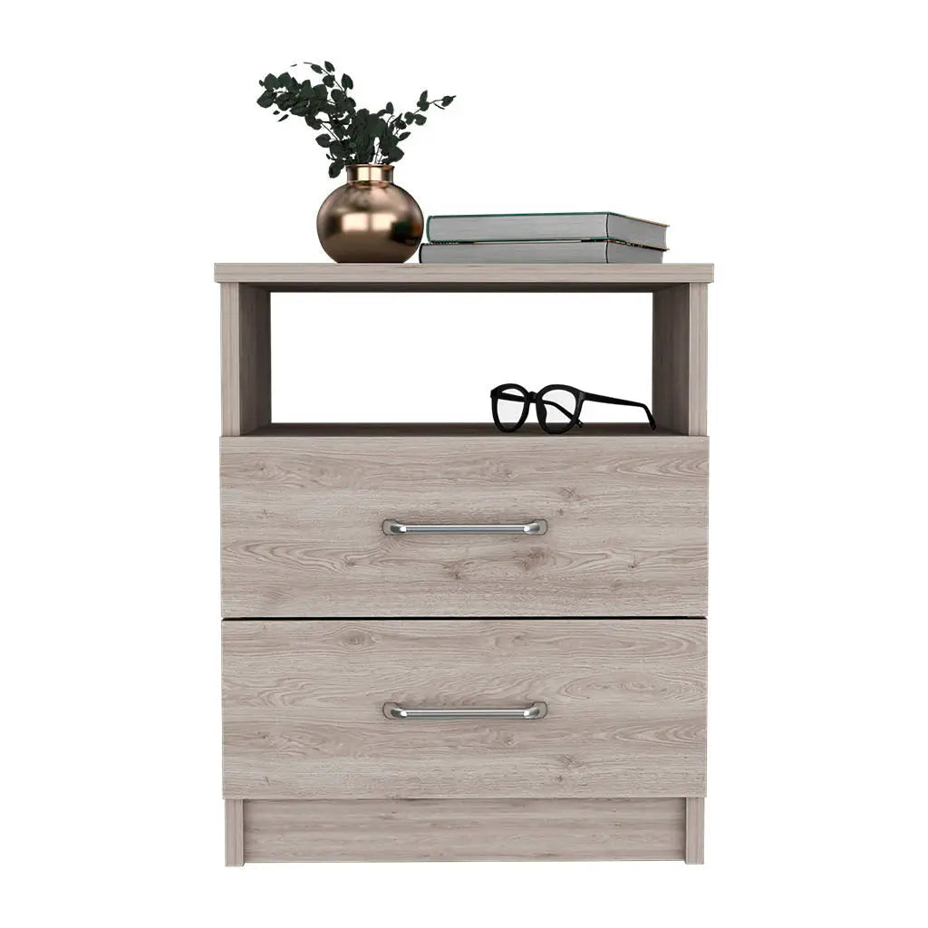 20" Gray Two Drawer Faux Wood Nightstand Homeroots Bed & Bath