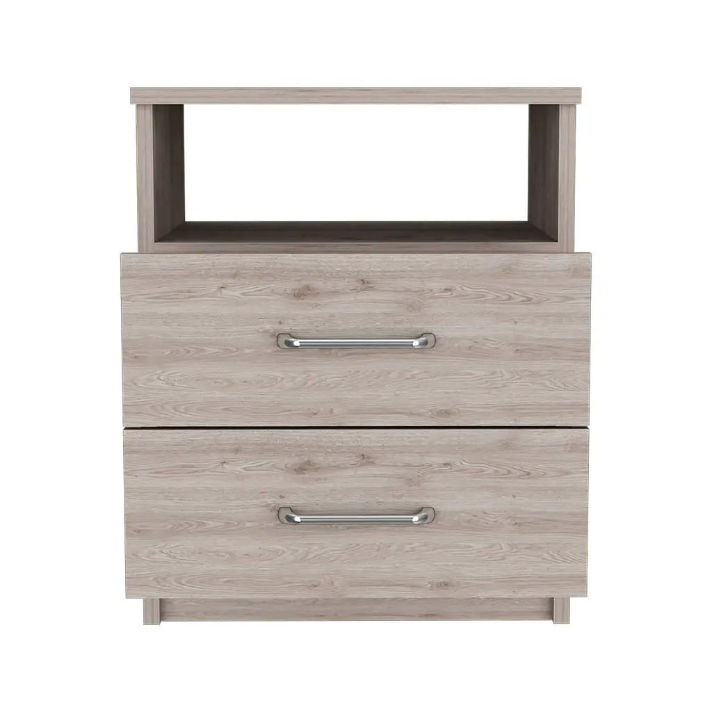 20" Gray Two Drawer Faux Wood Nightstand Homeroots Bed & Bath