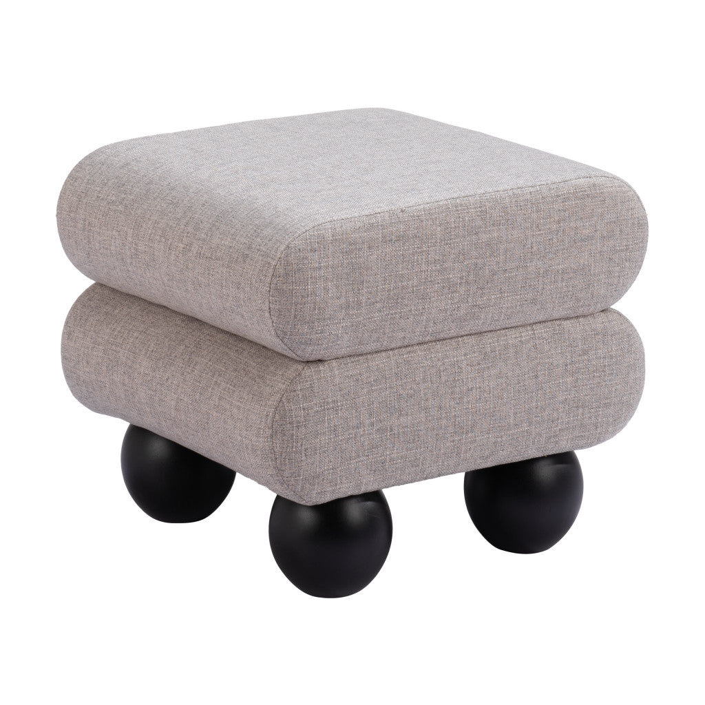 20" Gray and Black Fabric Ottoman - GreatEagleInc