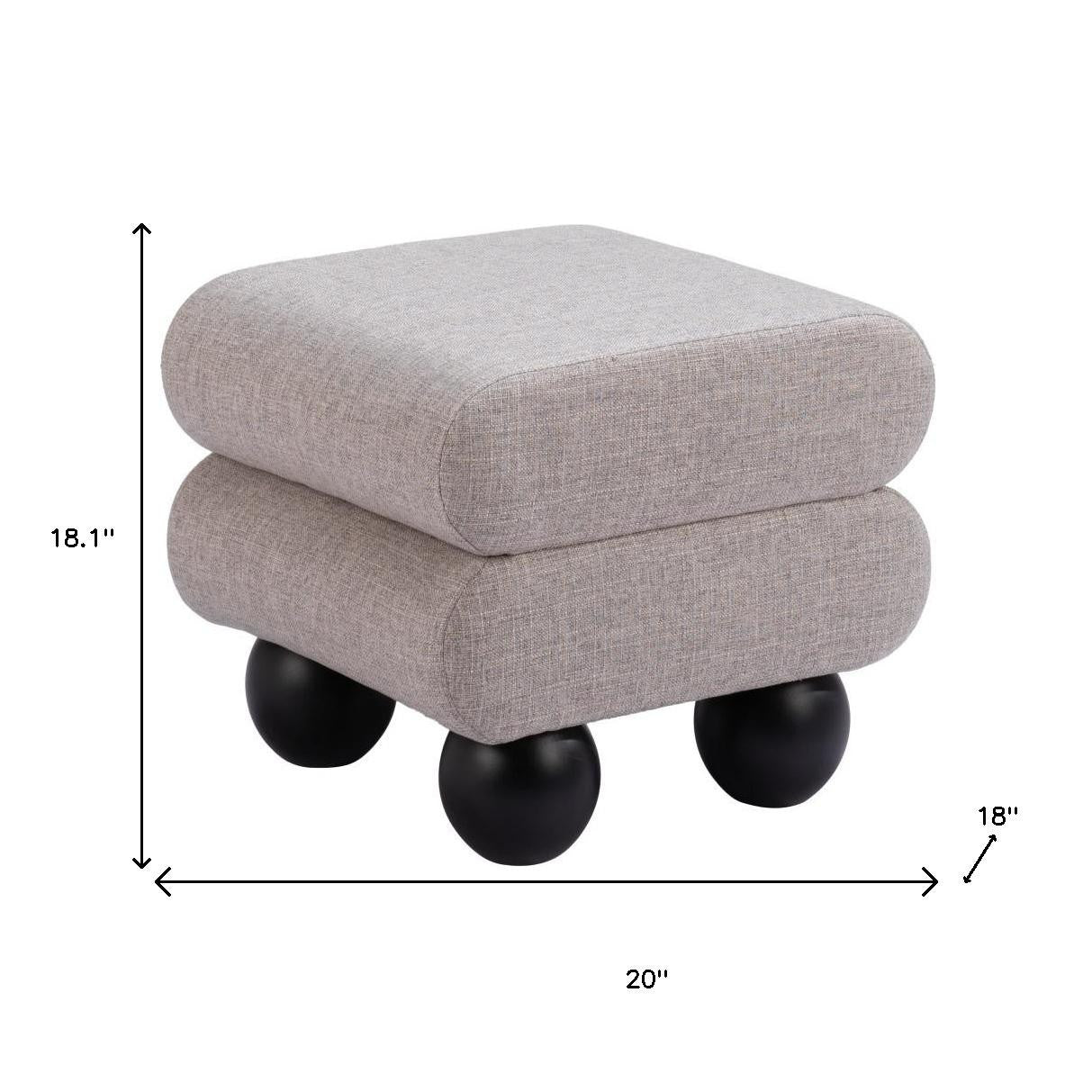 20" Gray and Black Fabric Ottoman - GreatEagleInc