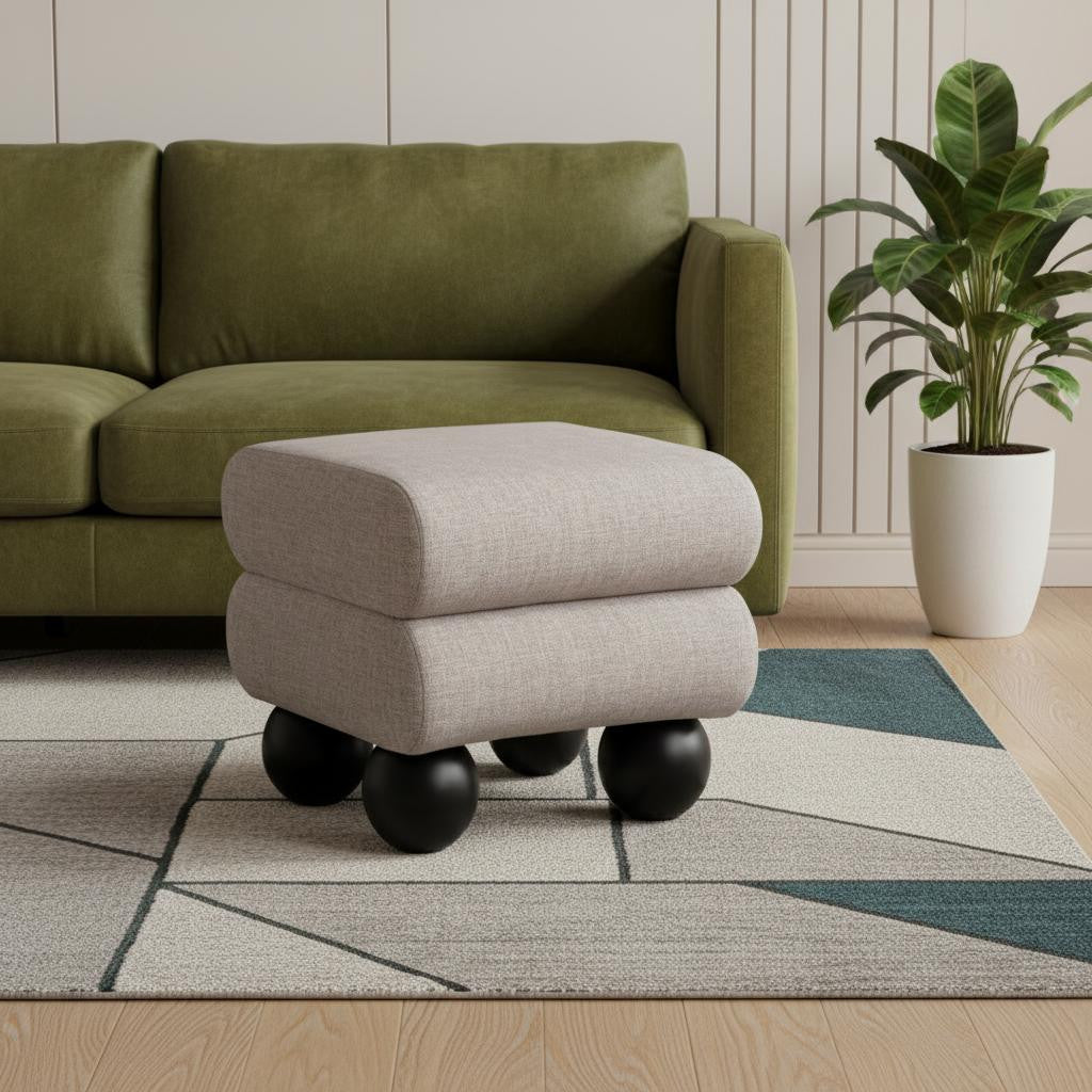 20" Gray and Black Fabric Ottoman - GreatEagleInc