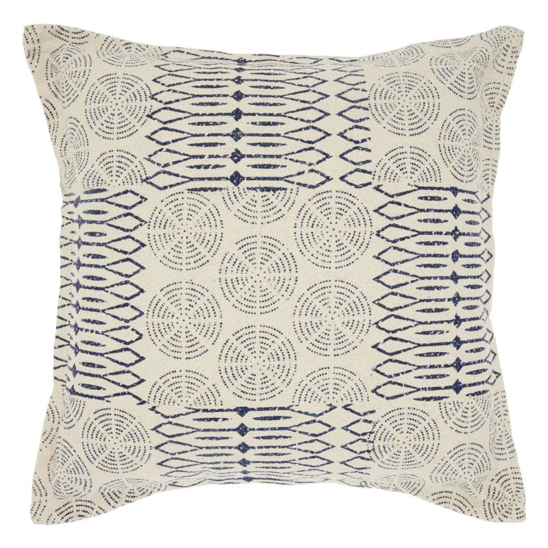 20" Indigo And Ivory Geometric Cotton Throw Pillow Homeroots Home Decor