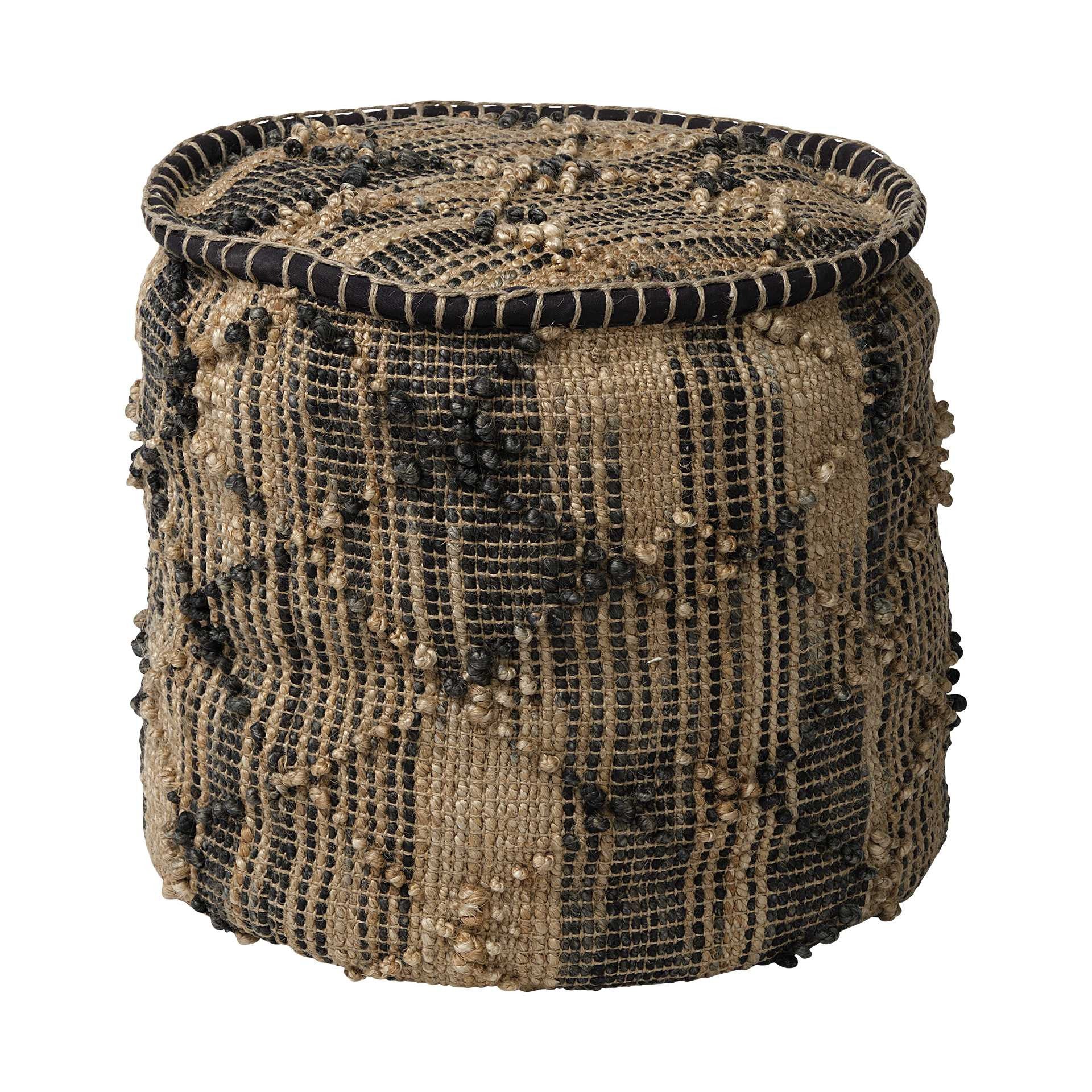 20" Jute Cylinder Geometric Pouf Ottoman - GreatEagleInc