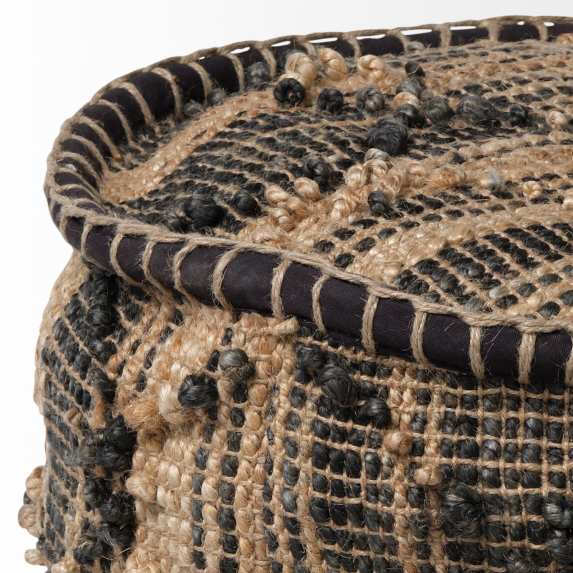 20" Jute Cylinder Geometric Pouf Ottoman - GreatEagleInc