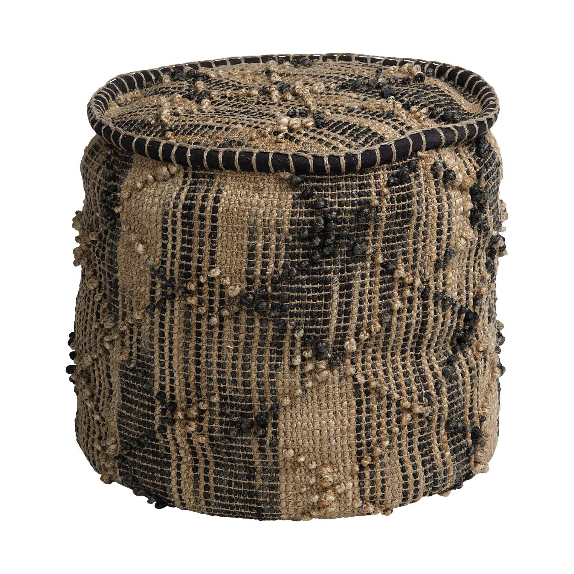 20" Jute Cylinder Geometric Pouf Ottoman - GreatEagleInc