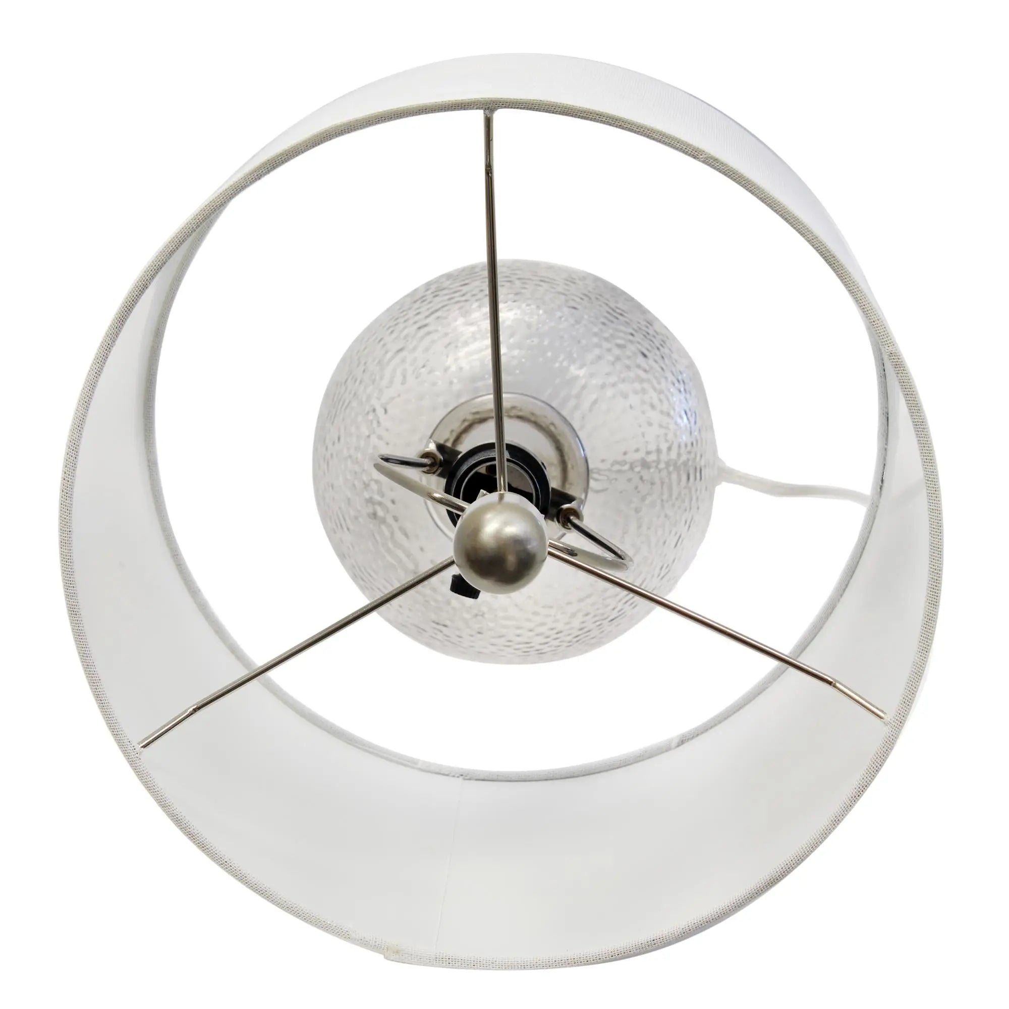 20" Light Gray Textured Glass Table Lamp With White Drum Shade Homeroots Lighting