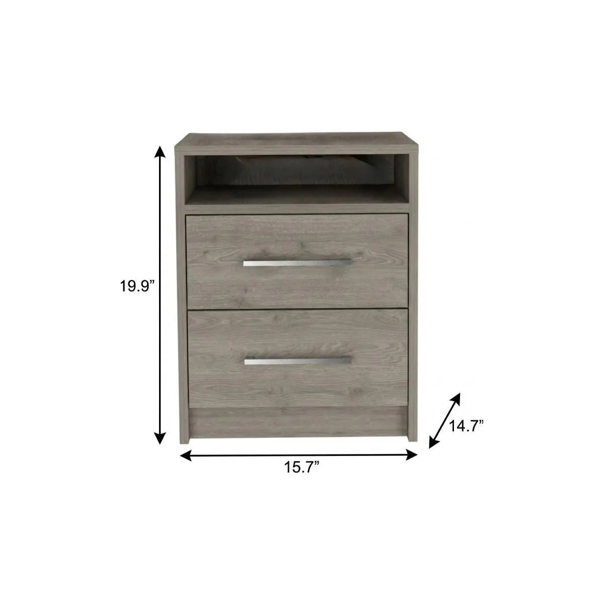 20" Light Gray Wood Two Drawer Nightstand Homeroots Bed & Bath