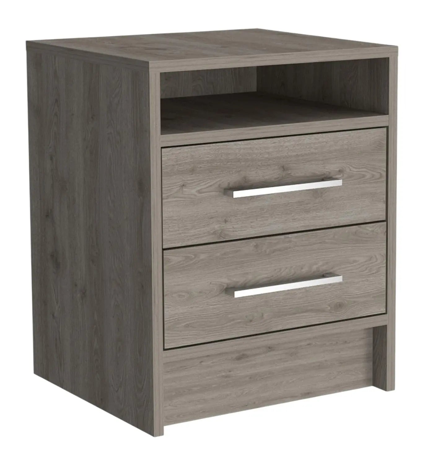 20" Light Gray Wood Two Drawer Nightstand Homeroots Bed & Bath