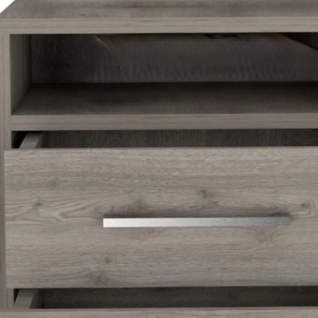 20" Light Gray Wood Two Drawer Nightstand Homeroots Bed & Bath