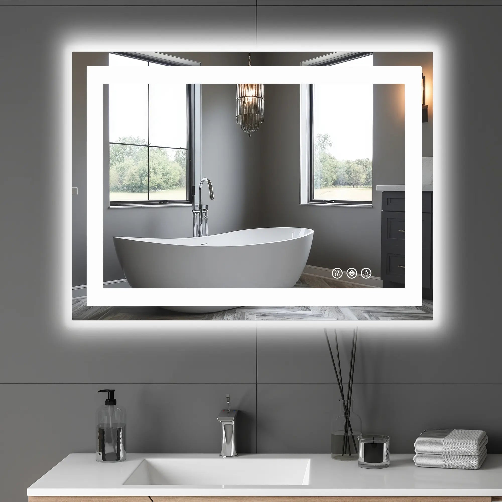 20" Lighted Frameless Anti Fog Bathroom Vanity Mirror Homeroots Bed & Bath