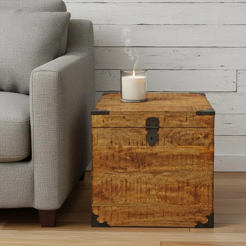 20" Natural Brown Solid Wood Square End Table Homeroots Living Room