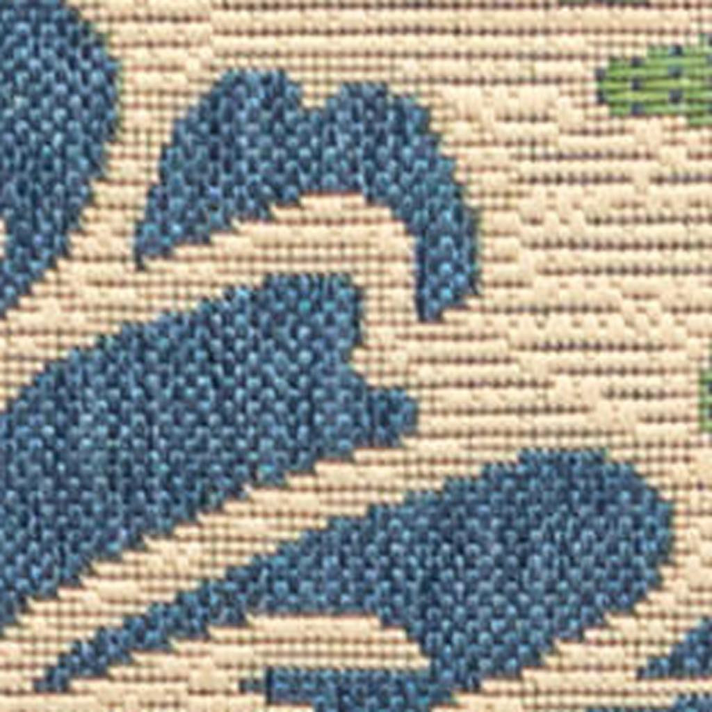 20' Navy Blue And Green Floral Indoor Outdoor Runner Rug - GreatEagleInc