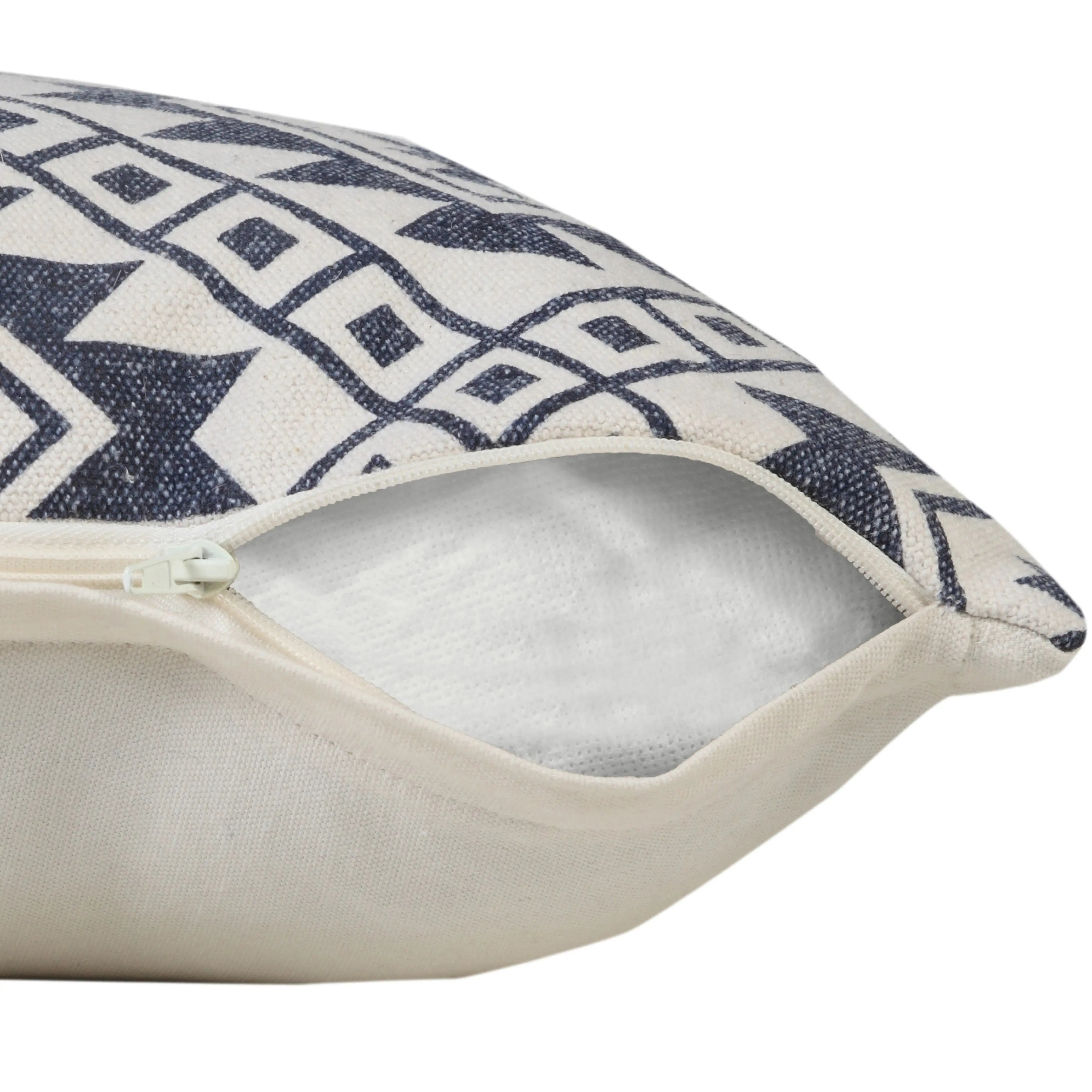 20" Navy Blue And Ivory Southwestern Cotton Throw Pillow Cover GreatEagleInc