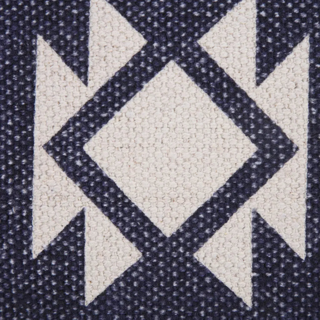 20" Navy Blue And Off White Southwestern Cotton Throw Pillow Cover GreatEagleInc