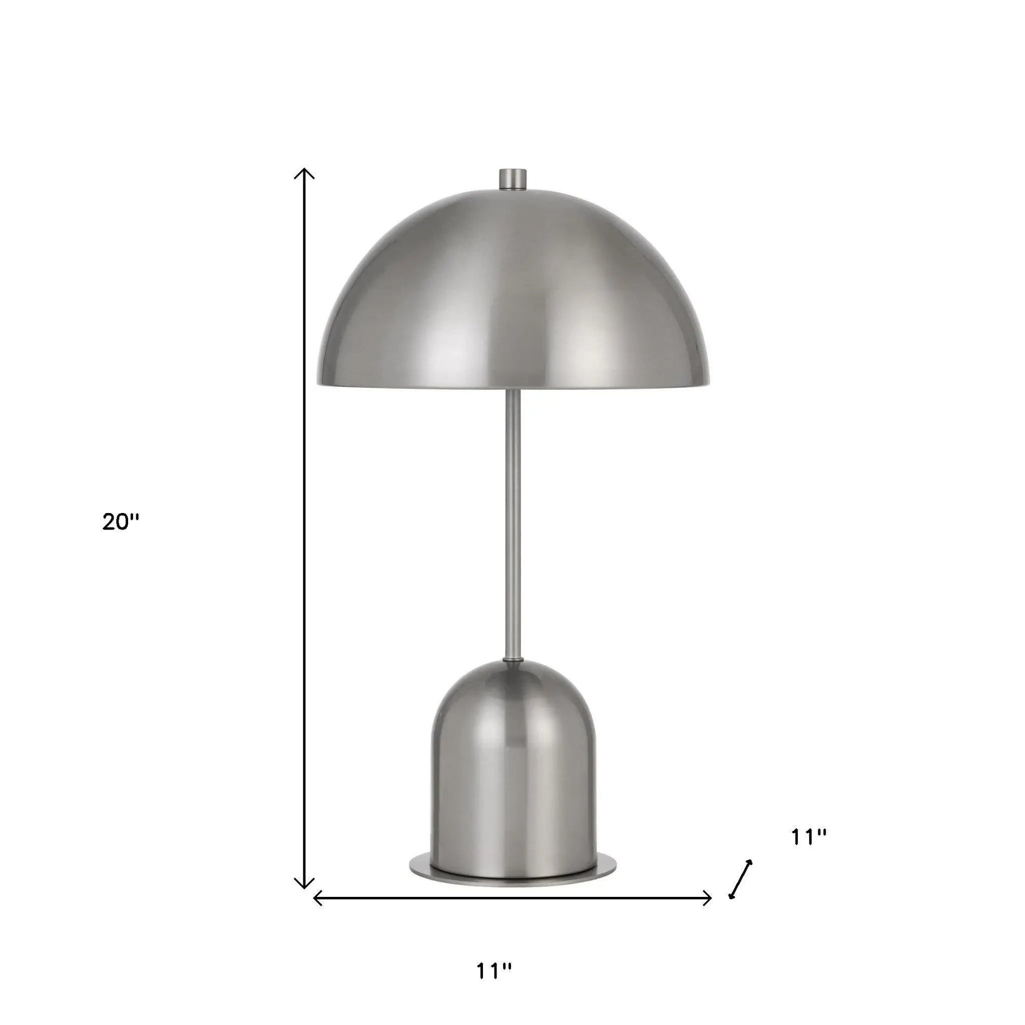20" Nickel Metal Desk Table Lamp With Nickel Dome Shade - GreatEagleInc