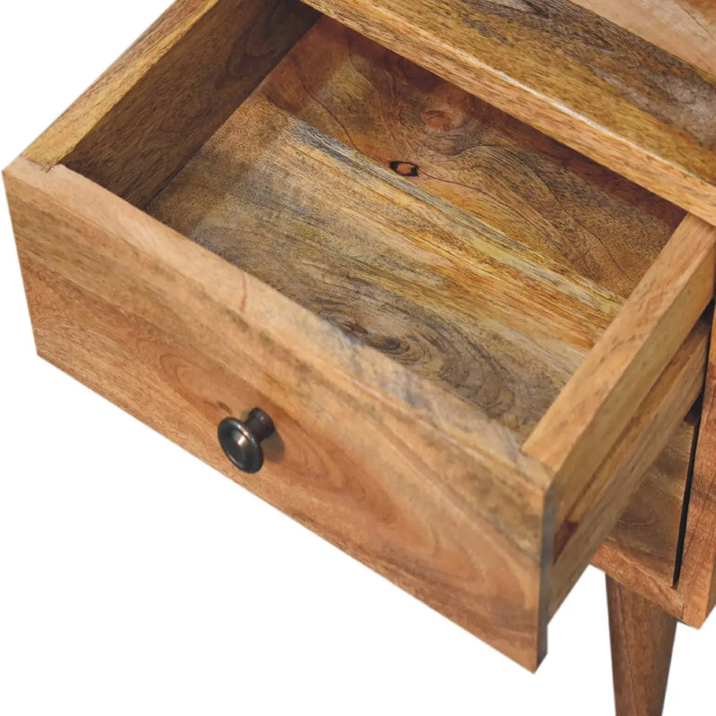 20" Oak Solid Wood Two Drawer Nightstand Homeroots Bed & Bath