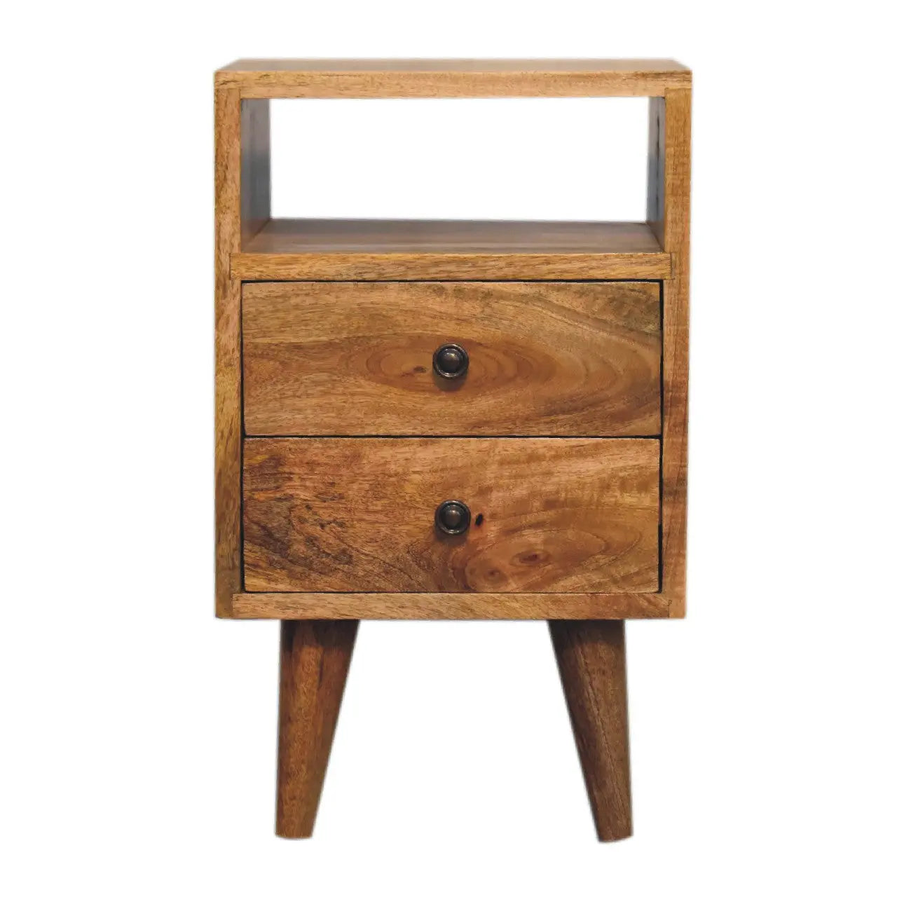 20" Oak Solid Wood Two Drawer Nightstand Homeroots Bed & Bath