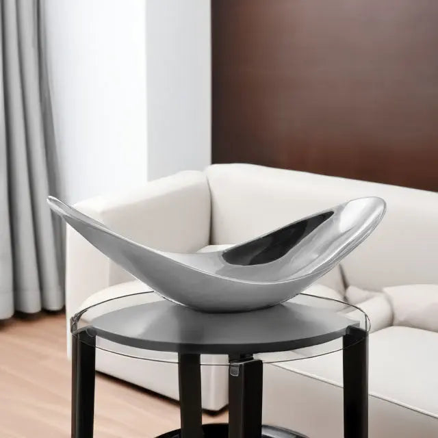 20" Silver Aluminum Contemporary Scoop Decorative Bowl Homeroots Kitchen & Dining