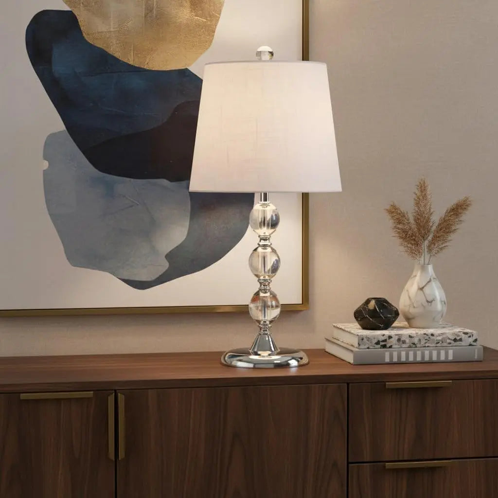 20" Silver And Clear Novelty Desk Lamp With Empire Shade Homeroots Lighting