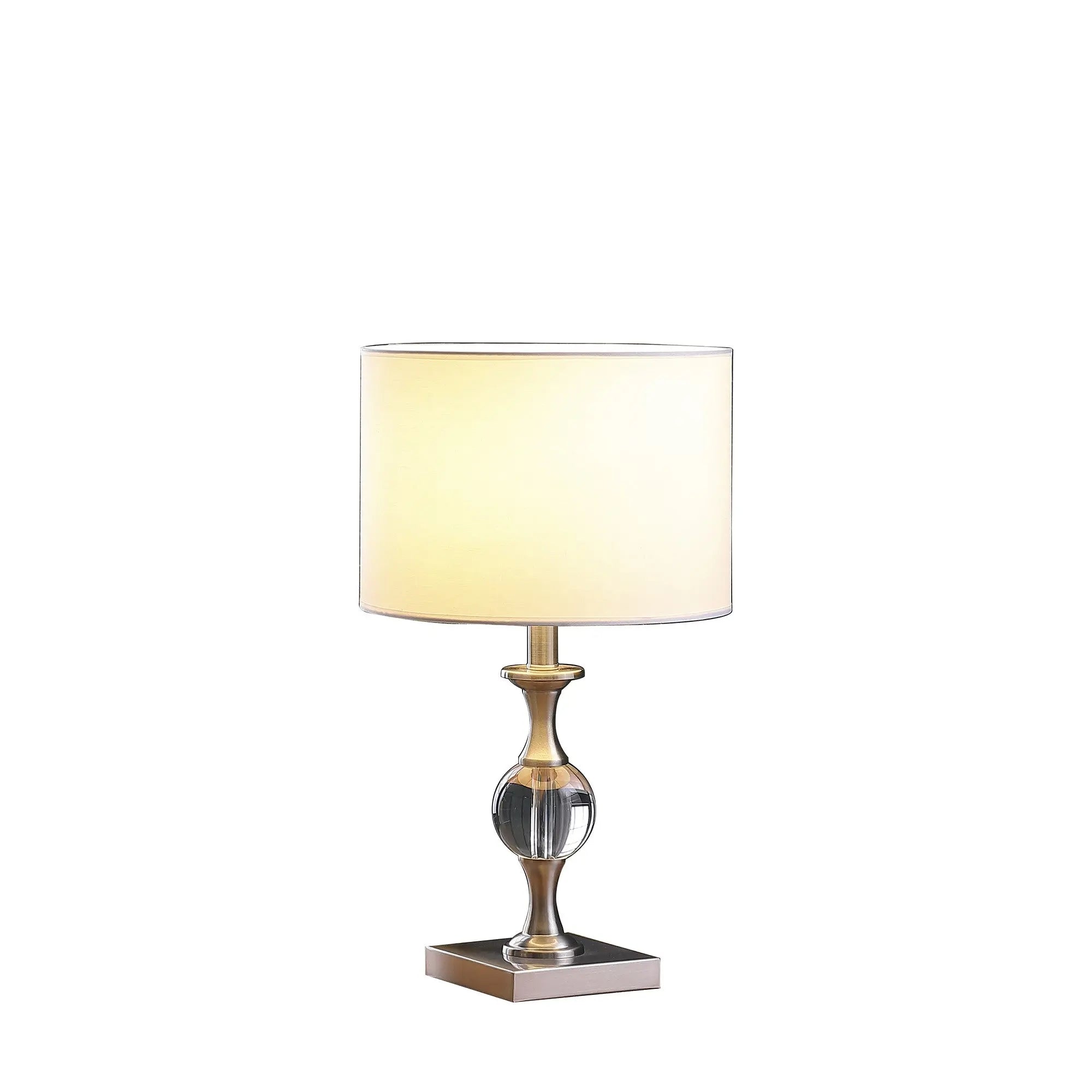 20" Silver Bedside Table Lamp With White Drum Shade Homeroots Lighting