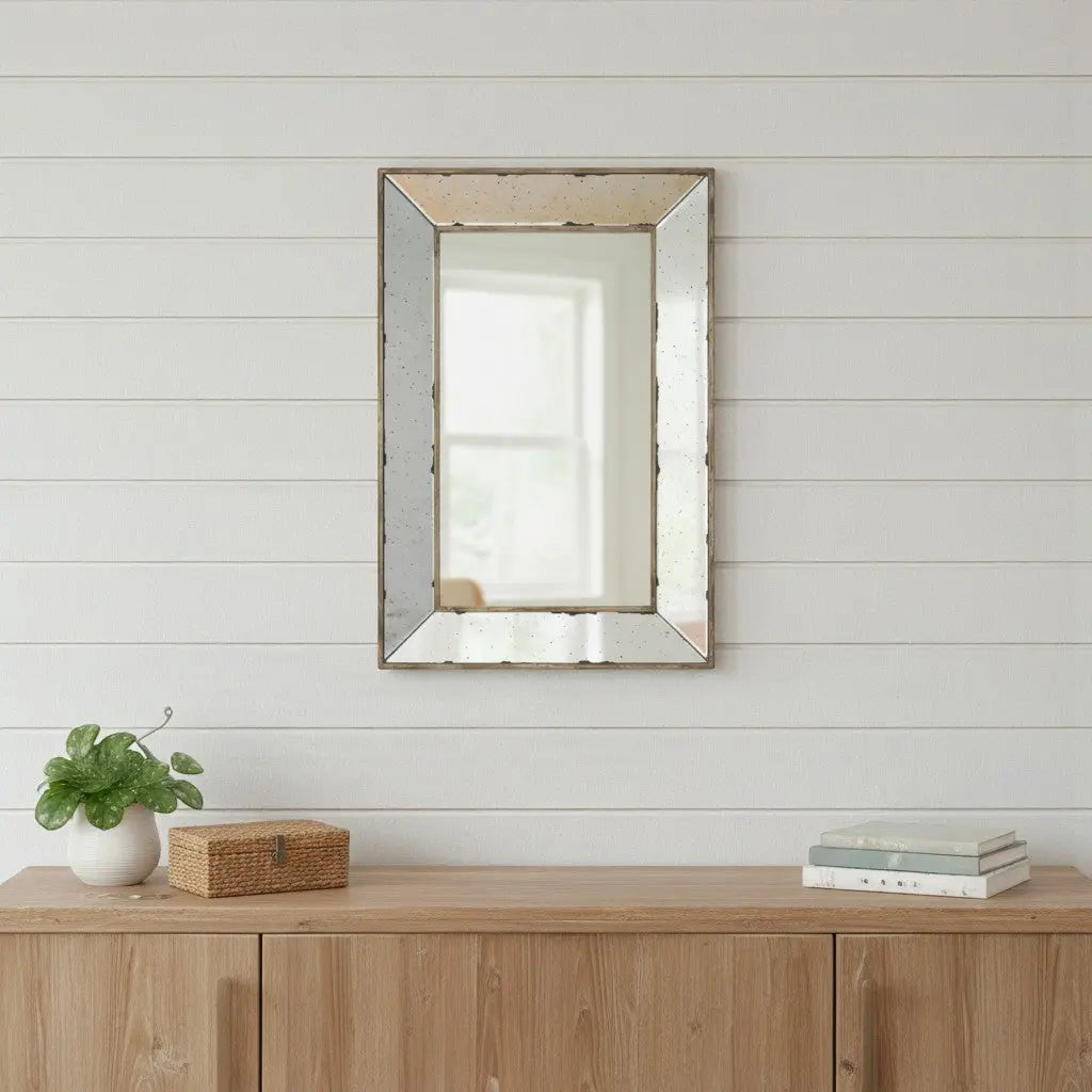 20" Silver Framed Antiqued Accent Mirror Homeroots Bed & Bath
