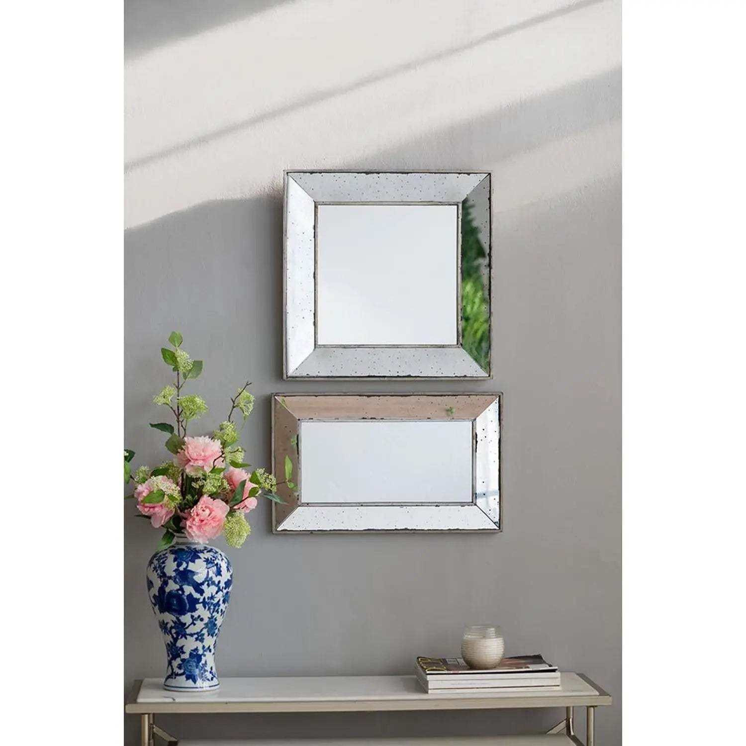20" Silver Framed Antiqued Accent Mirror Homeroots Bed & Bath