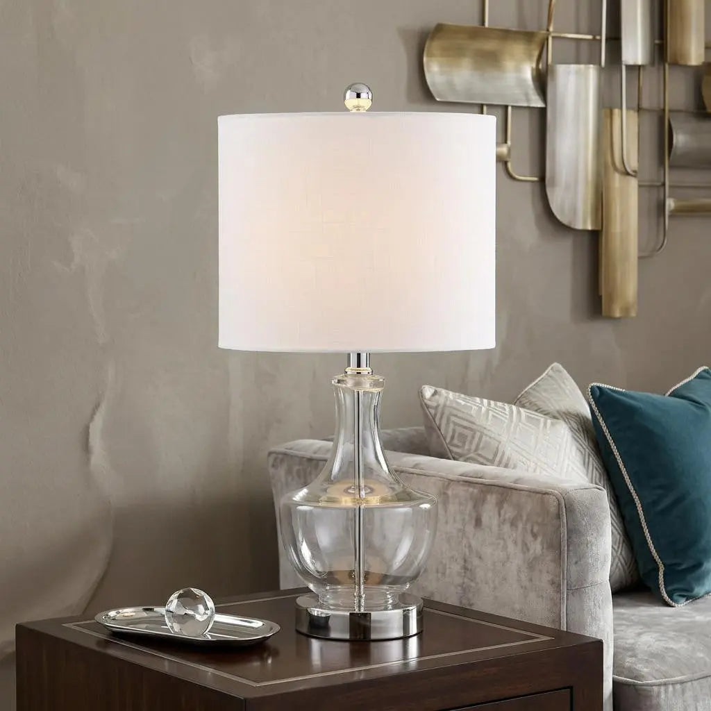 20" Silver Novelty Desk Lamp With Drum Shade Homeroots Lighting