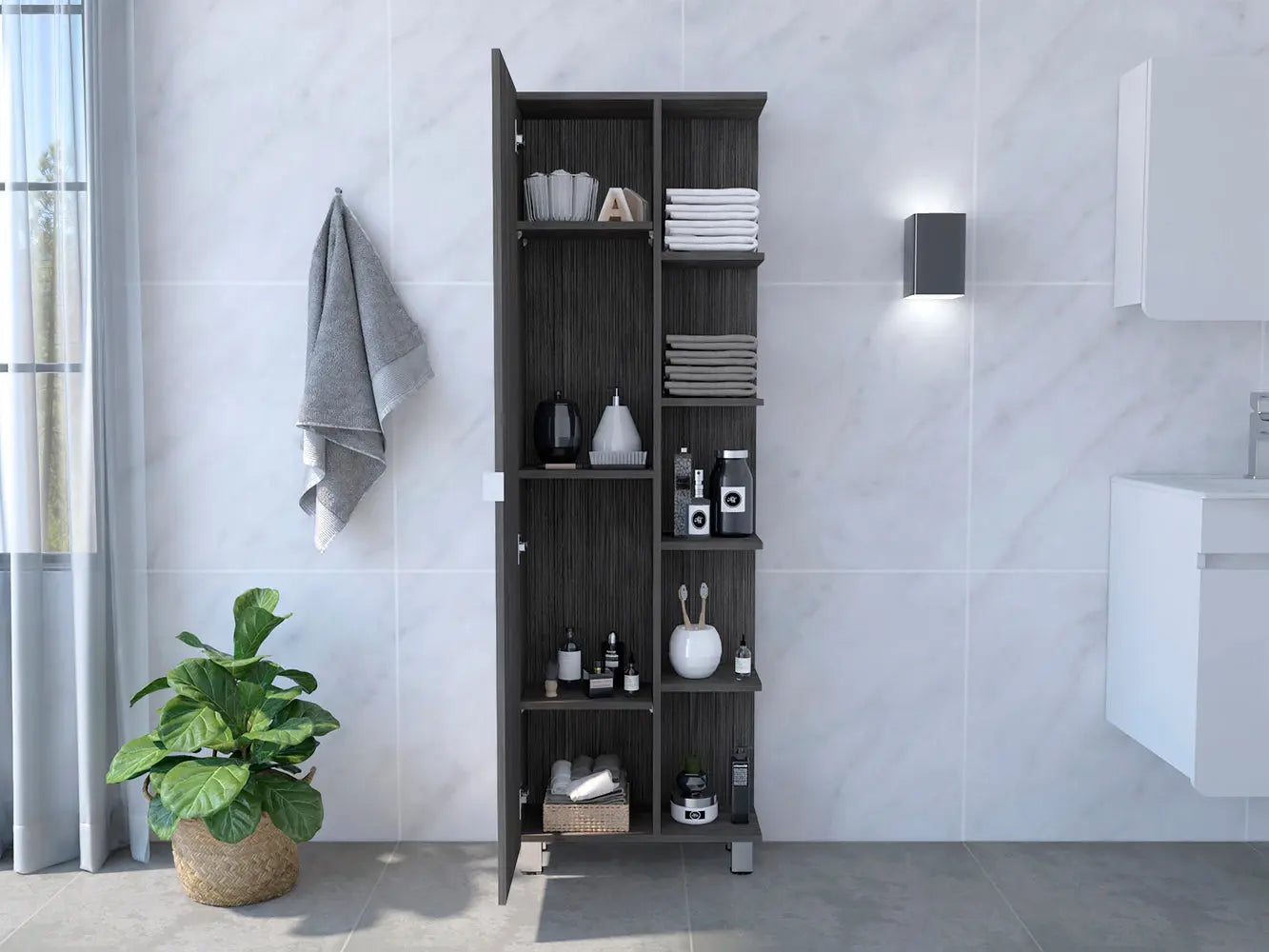 20" Smoky Black Wood Freestanding Single Door Bathroom Vanity Homeroots Bed & Bath