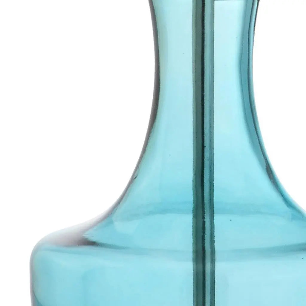 20" Turquoise And Silver Gourd Table Lamp With Drum Shade Homeroots Lighting