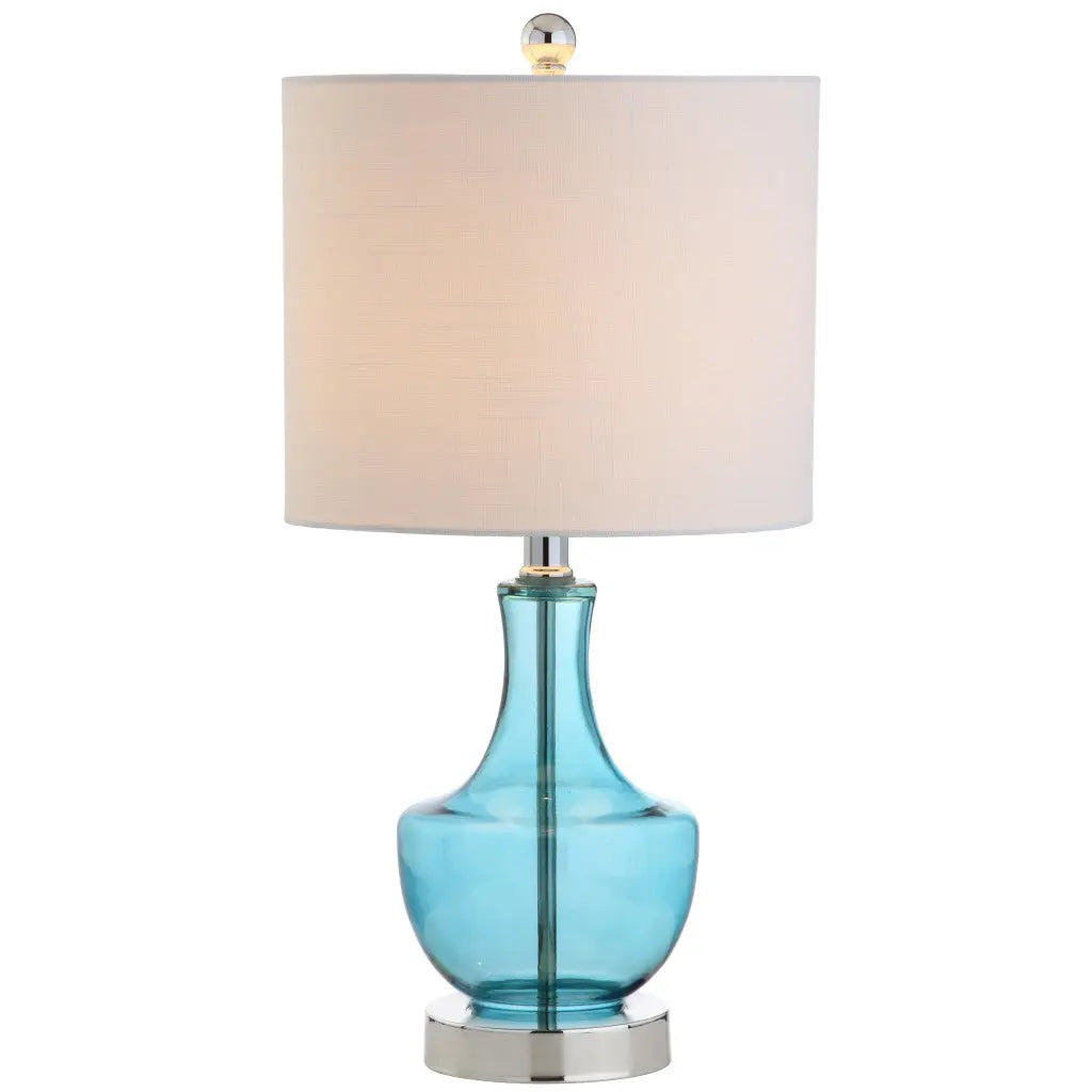 20" Turquoise And Silver Gourd Table Lamp With Drum Shade Homeroots Lighting