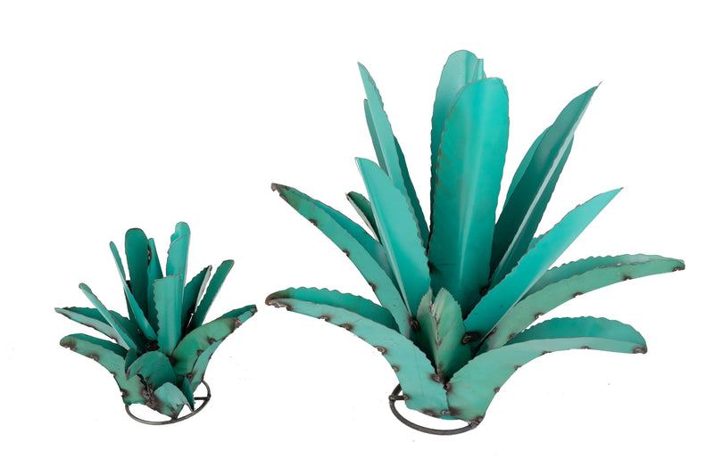 20" Turquoise Metal Succulent Garden Art Homeroots Outdoor