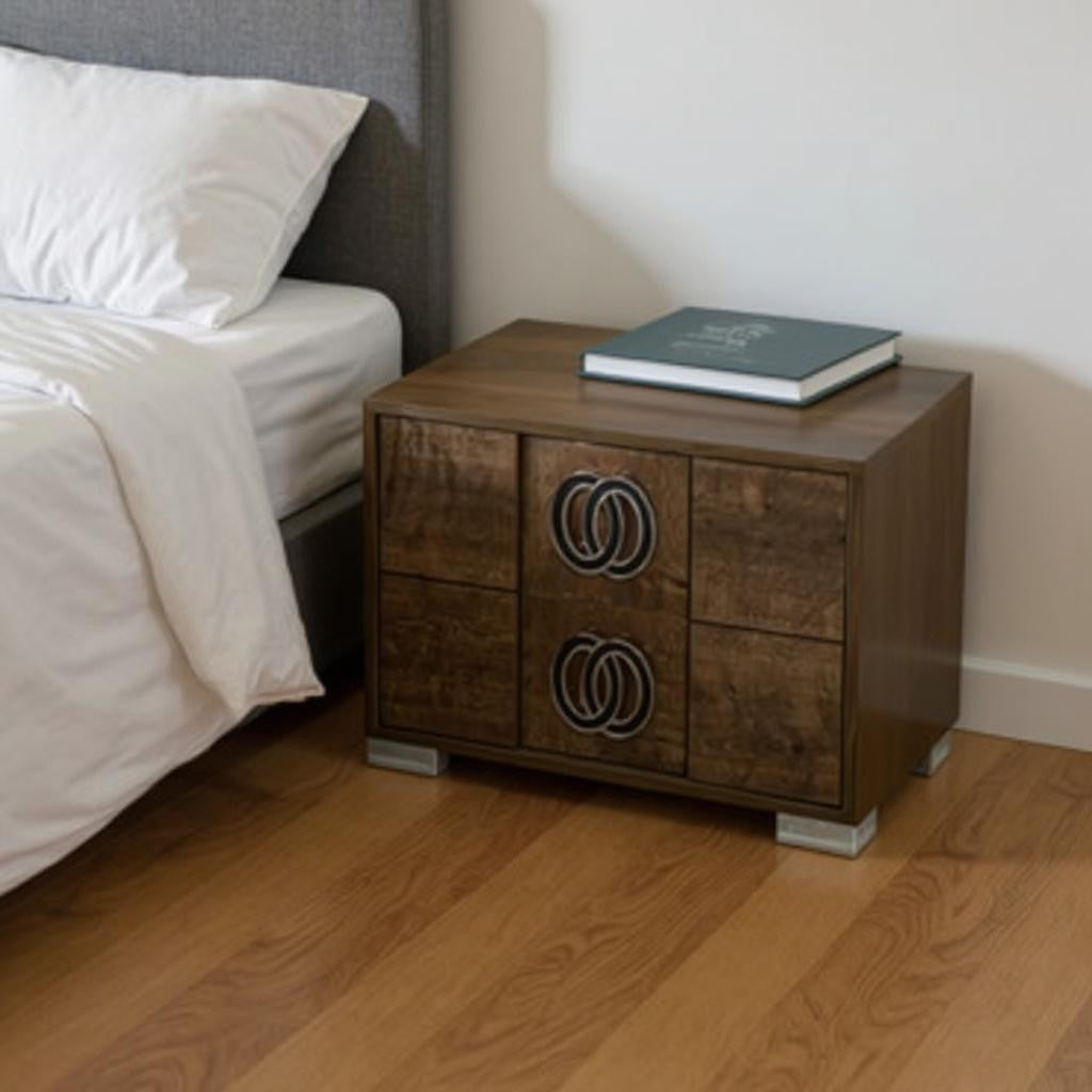 20" Walnut Wood Nightstand Homeroots Bed & Bath