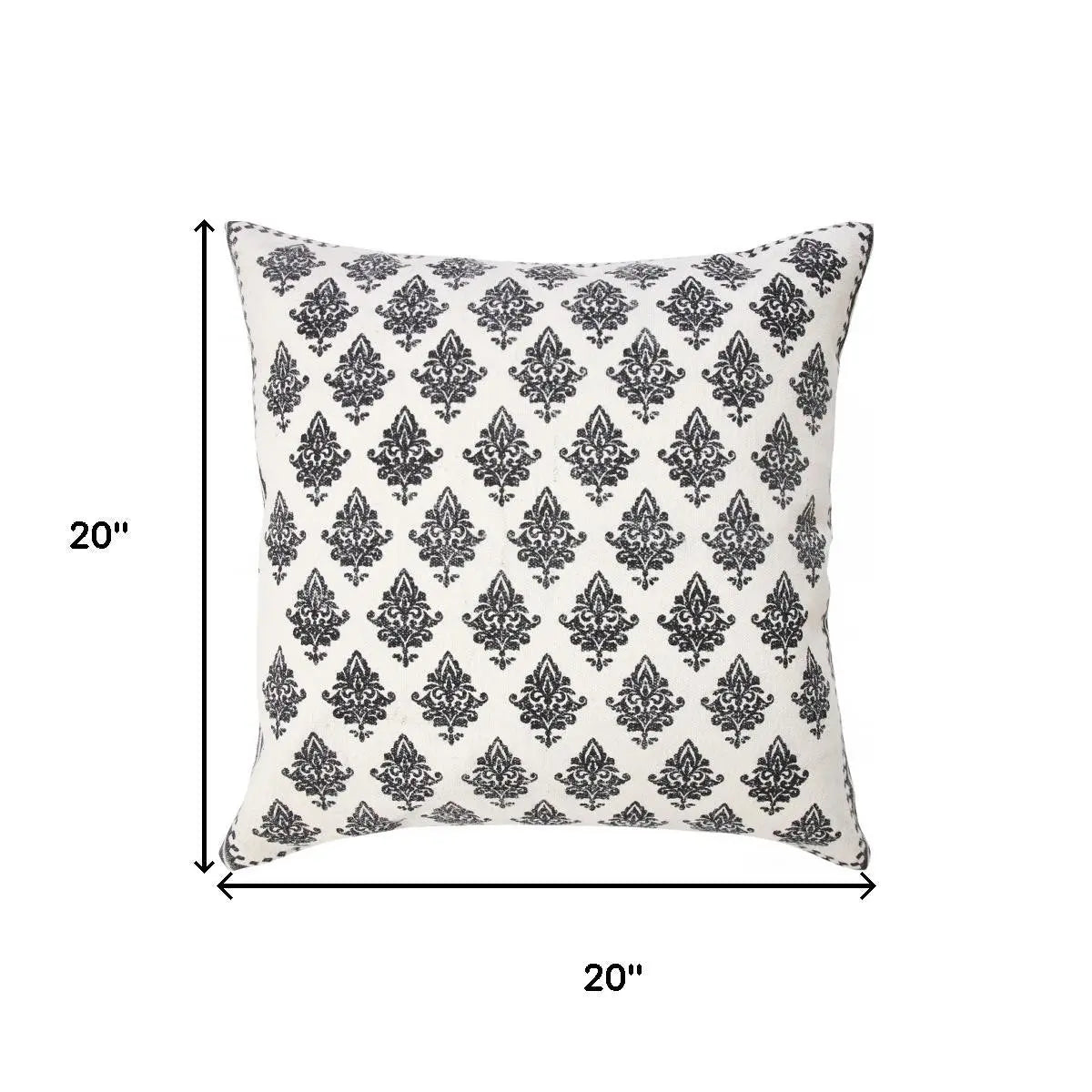 20" White And Black Floral Cotton Throw Pillow Cover Homeroots Home Decor