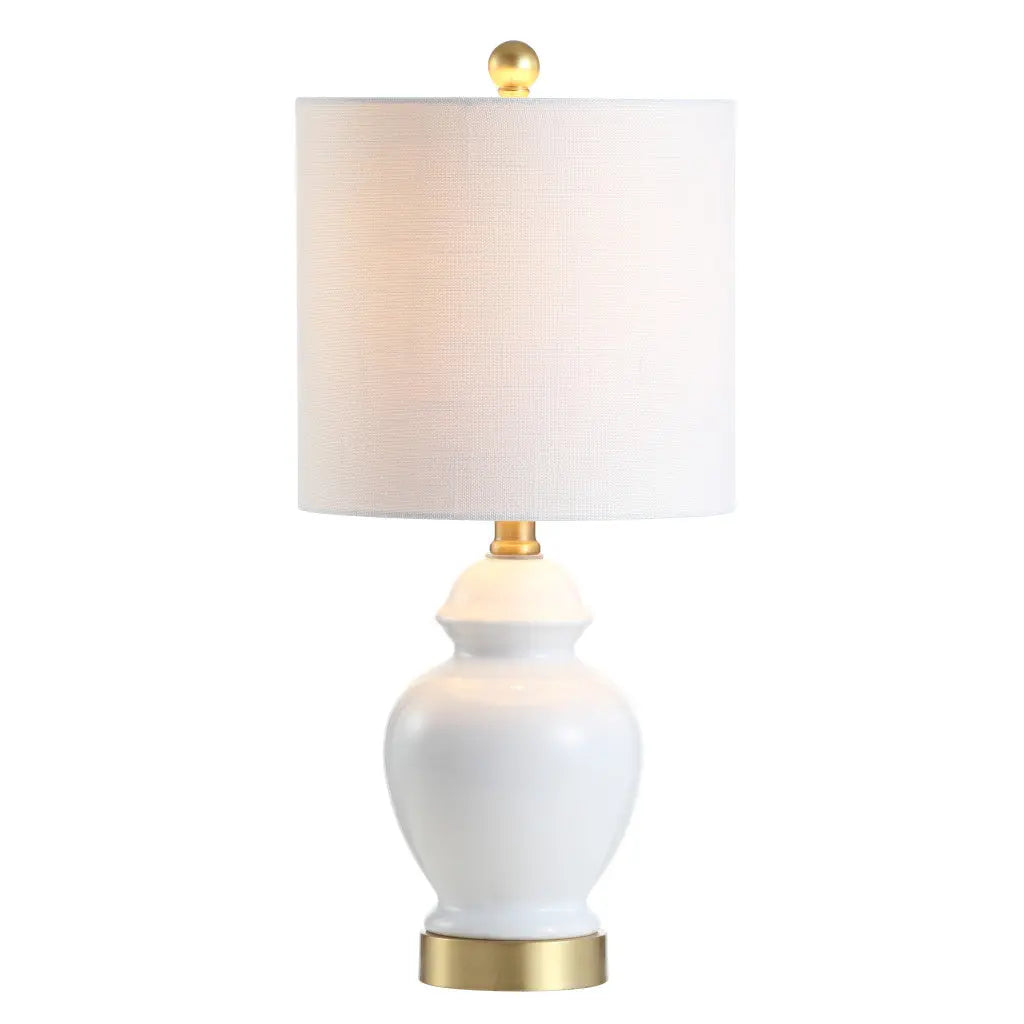 20" White And Gold Urn Table Lamp With Drum Shade Homeroots Lighting